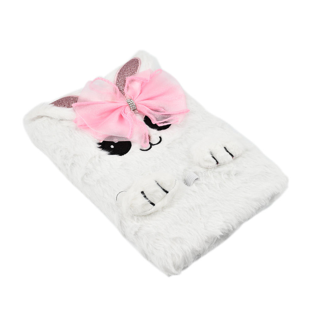 Fluffy Cover 3D Rabbit Pattern Notebook (80 Pages) - Pink_7592107_1