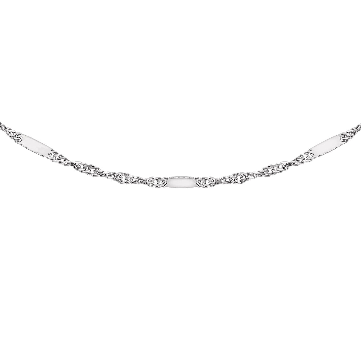 Twist Bar Curb Chain 18 Inch in 9K White Gold 7592400 0