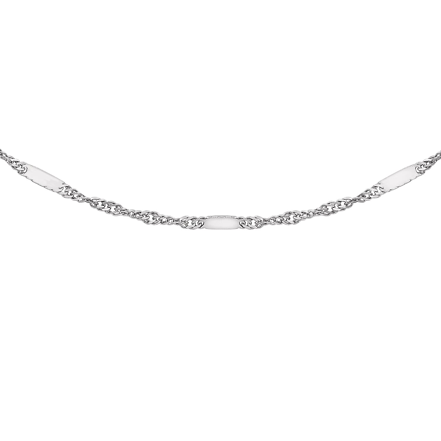 Twist Bar Curb Chain 18 Inch in 9K White Gold 7592400 0