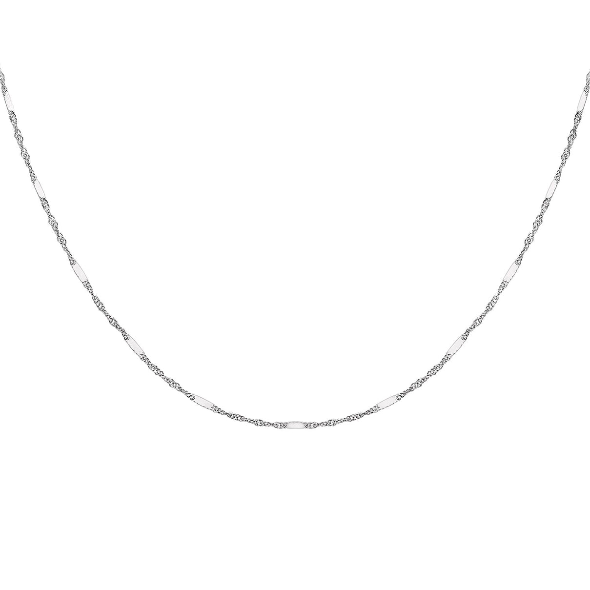 Twist Bar Curb Chain 18 Inch in 9K White Gold 7592400 3