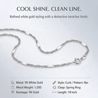 9K White Gold  Chain (Size - 18),  Gold Wt. 1.2 Gms