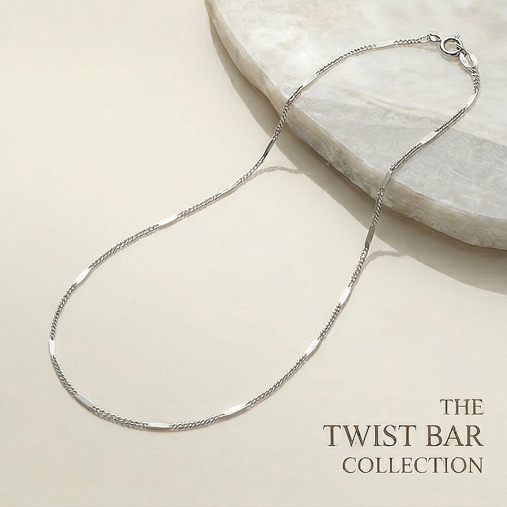 Twist Bar Curb Chain 18 Inch in 9K White Gold 7592400 5