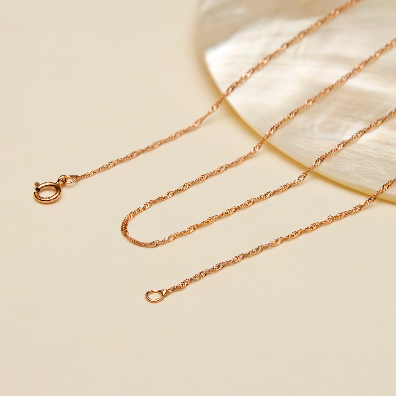 16 Diamond Cut Twist Curb Chain 18 Inch in 9K Rose Gold 7592524 1