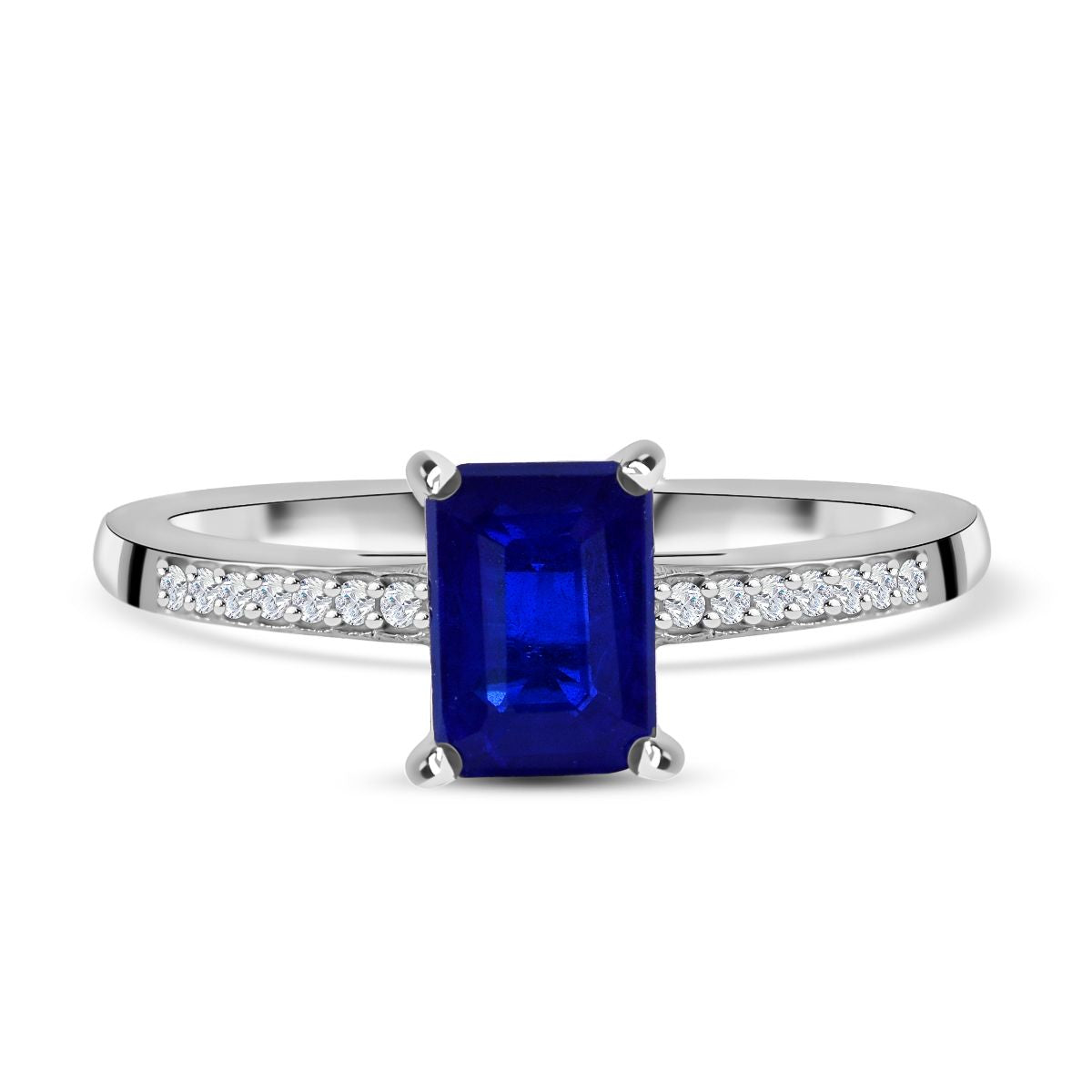 Tanzanian Blue Spinel and Natural Zircon Ring in Rhodium Overlay Sterling Silver 1.07 Ct V32578499 0