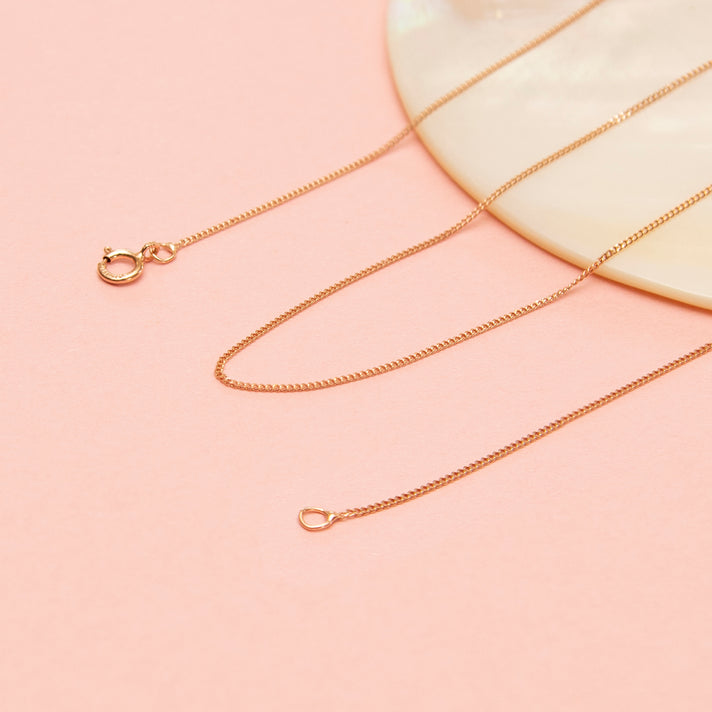 Diamond Cut Curb Chain 18 Inch in 9K Rose Gold 7592868 2
