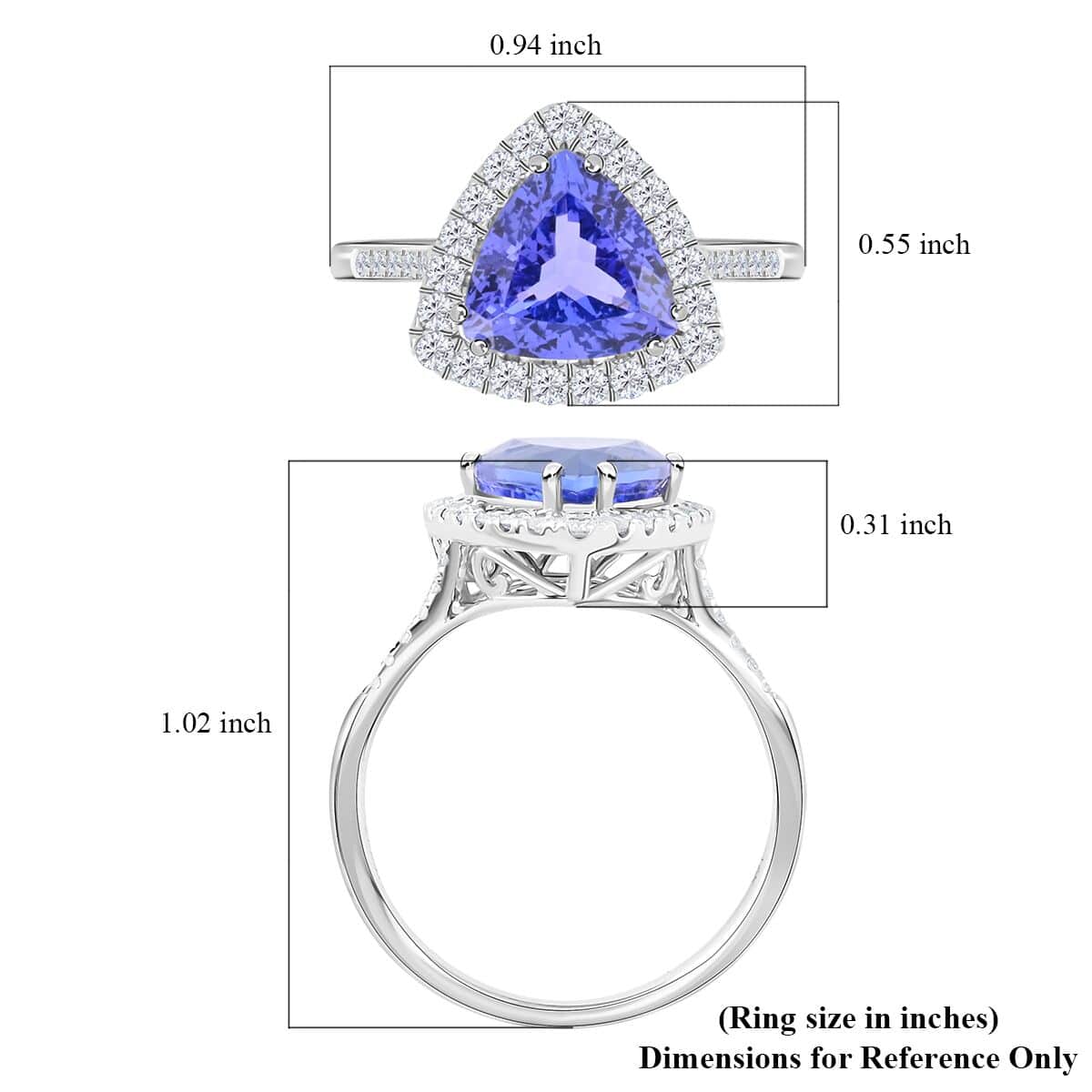 Certified and Appraised 14K White Gold 3.25 Ct  AAA Tanzanite and Diamond  I2 Ring ,  Gold Wt. 3.84 Gms  3.250  Ct. 7594561 5