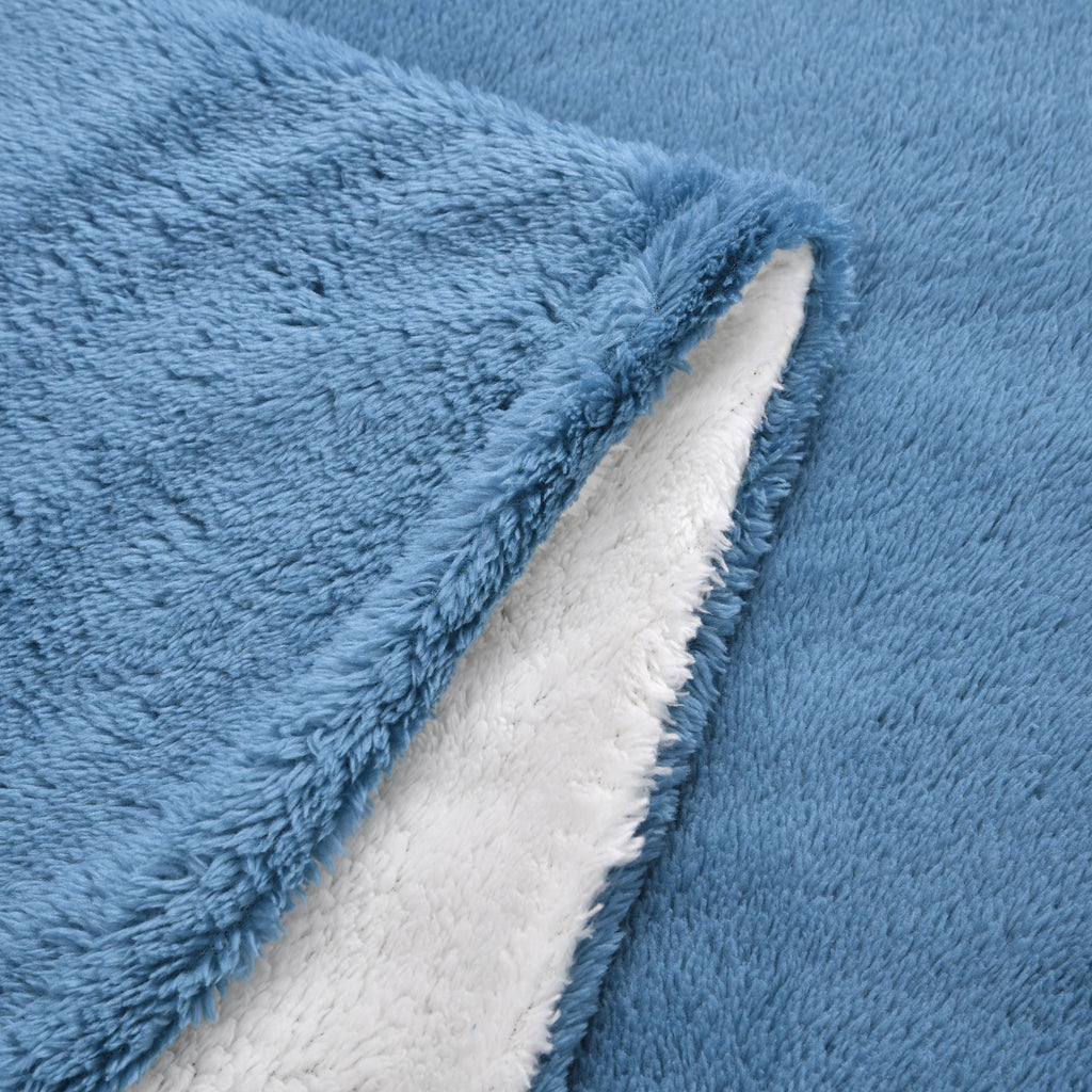 Teddy Fleece Double Layered Sherpa Blanket (Double Size 200x150 cm) - Teal_7594684_5