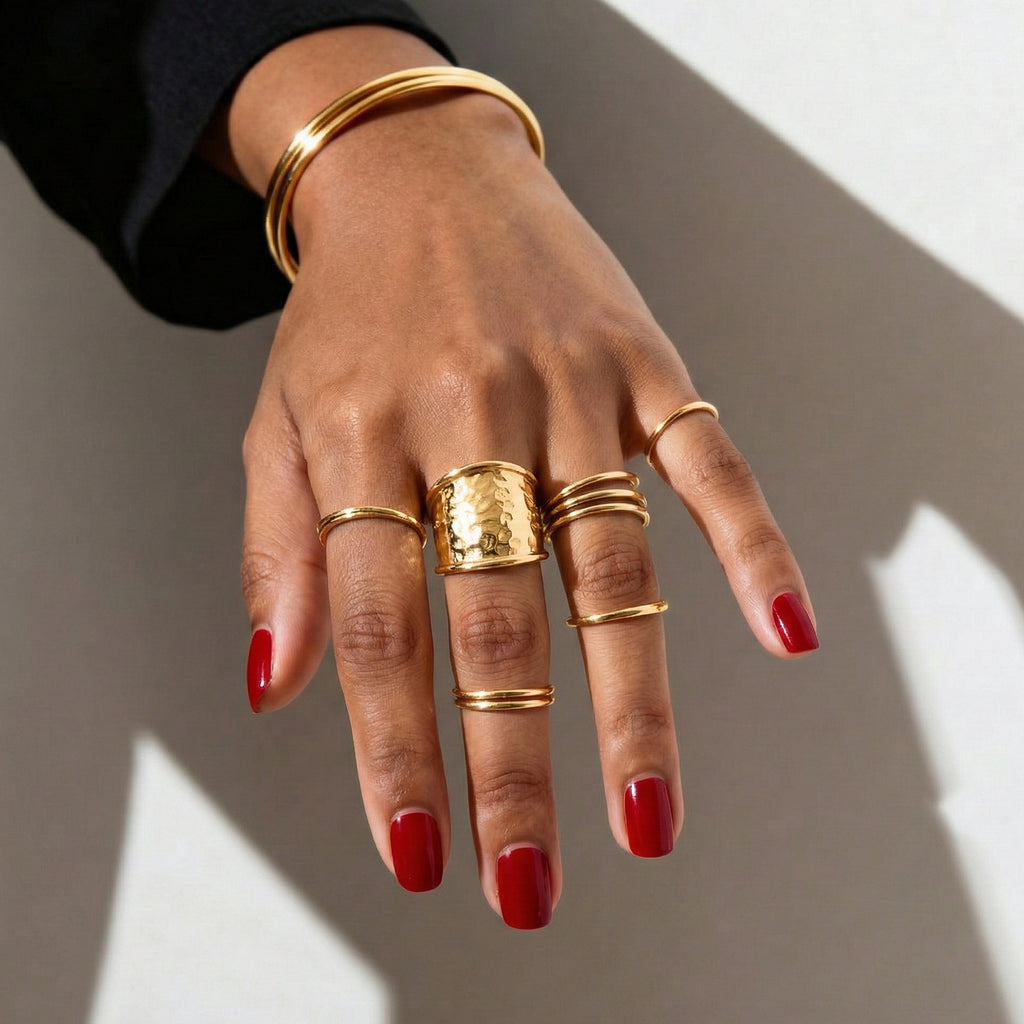 Maestro Collection - 9K Yellow Gold Hammered Etruscan Ring_7594859_2
