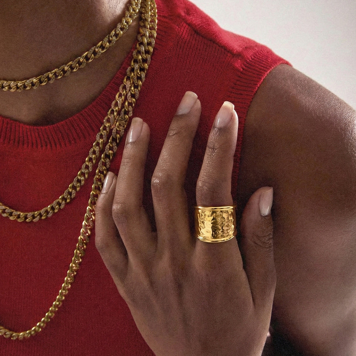 Maestro Collection - 9K Yellow Gold Hammered Etruscan Ring 7594859 3