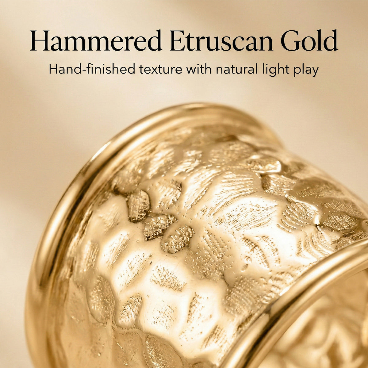 Maestro Collection - 9K Yellow Gold Hammered Etruscan Ring 7594859 6