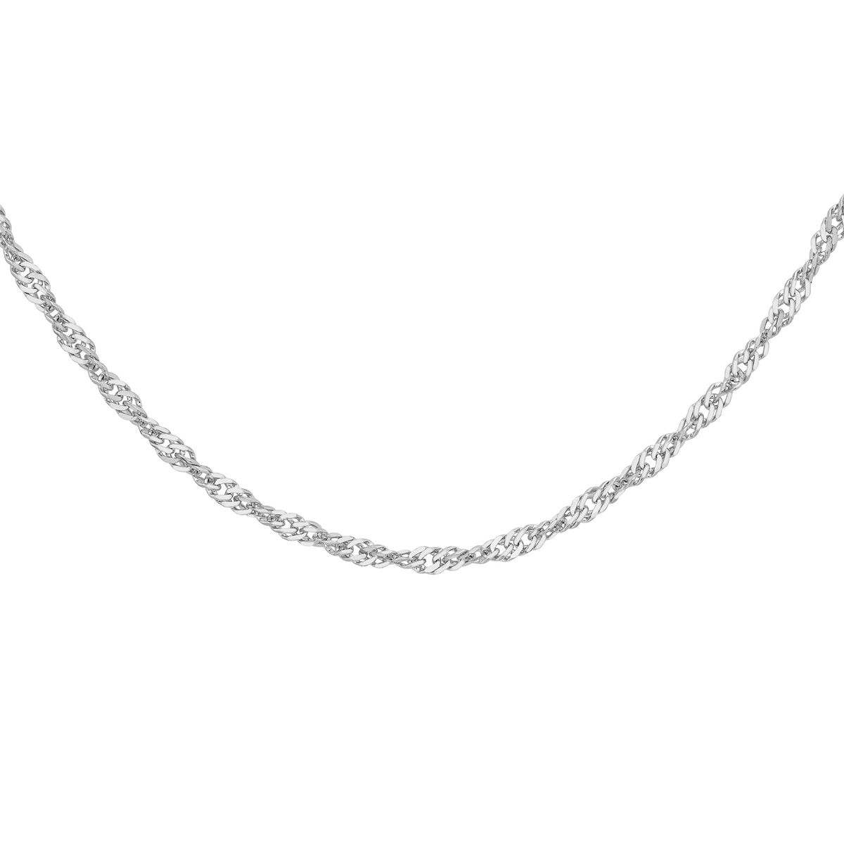 16 Diamond Cut Twist Curb Chain 16 Inch in 9K White Gold 7594904 0