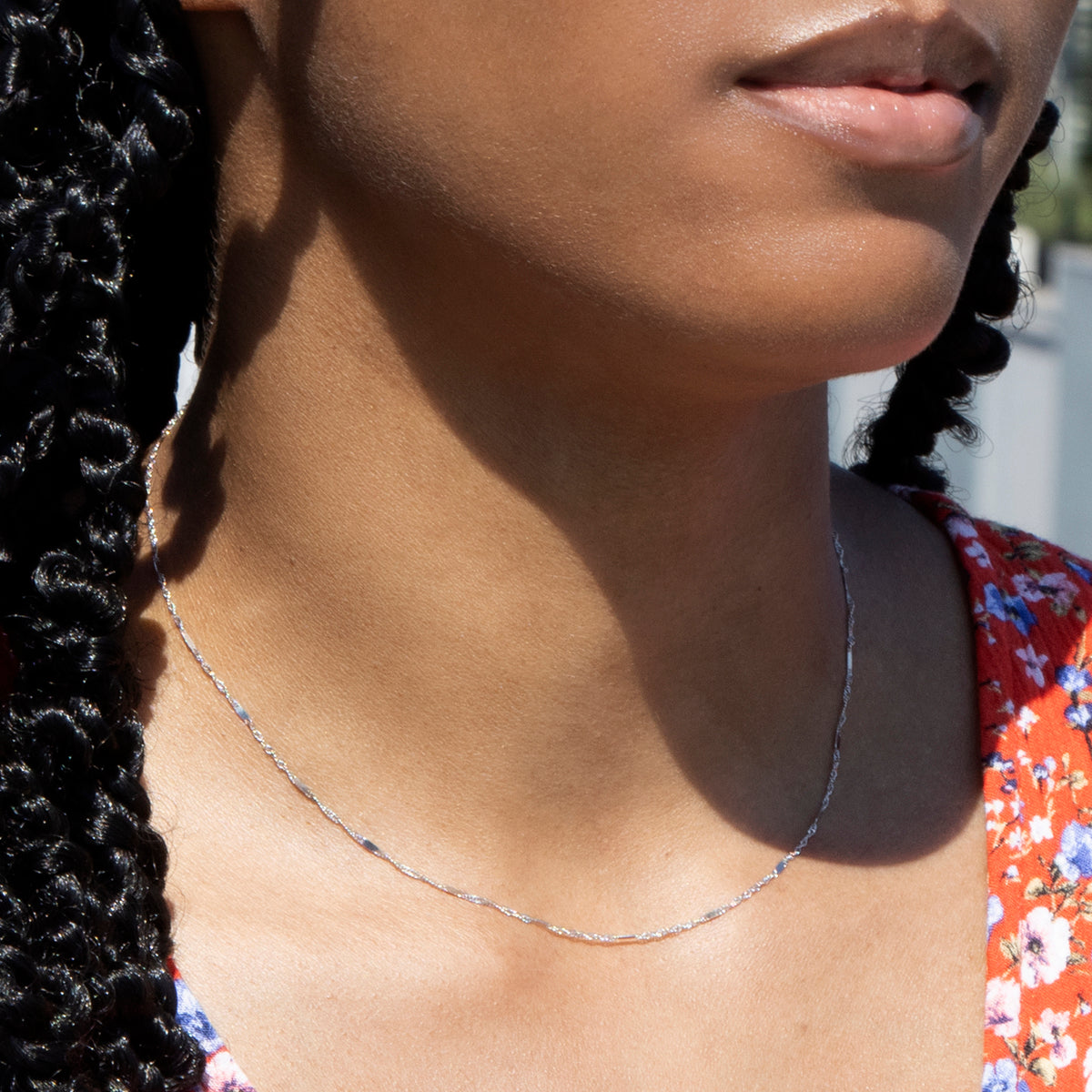 16 Diamond Cut Twist Curb Chain 16 Inch in 9K White Gold 7594904 1