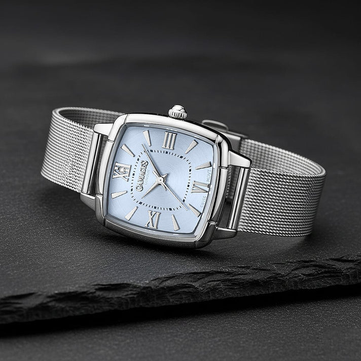 GAMAGES OF LONDON Ladies Duchess Swiss Quartz Movement Diamond Studded Light Blue Dial Water Resistant Watch with Silver Mesh Bracelet 7595081 2