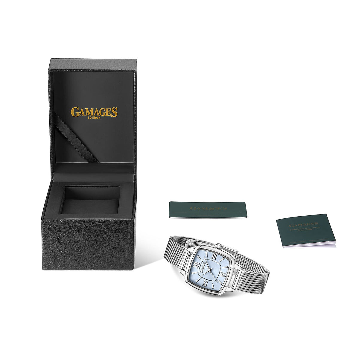 GAMAGES OF LONDON Ladies Duchess Swiss Quartz Movement Diamond Studded Light Blue Dial Water Resistant Watch with Silver Mesh Bracelet V32515557 5