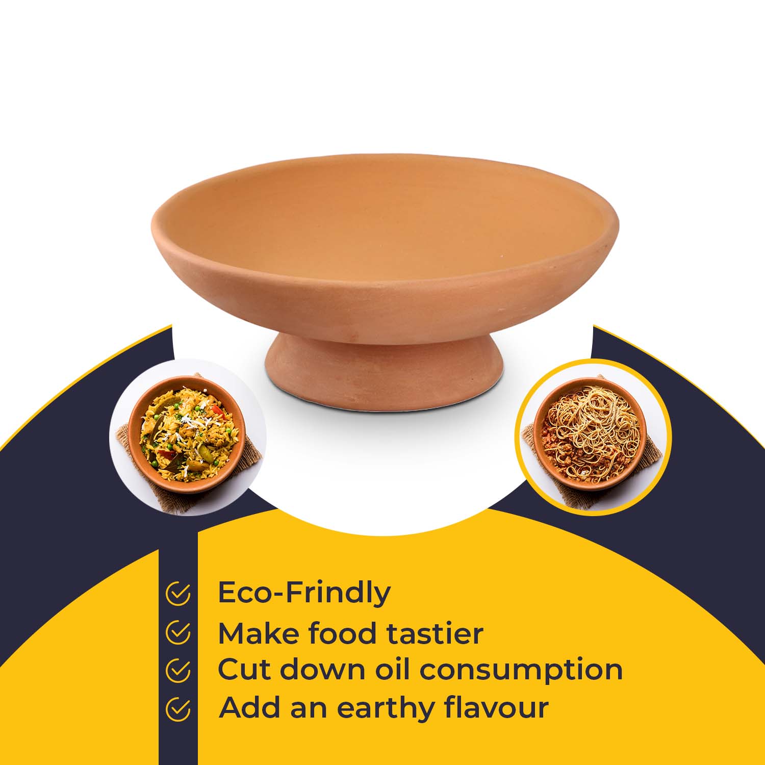 Handmade Terracotta Bowl With Stand (Size 25x10 Cm) 7597748 2
