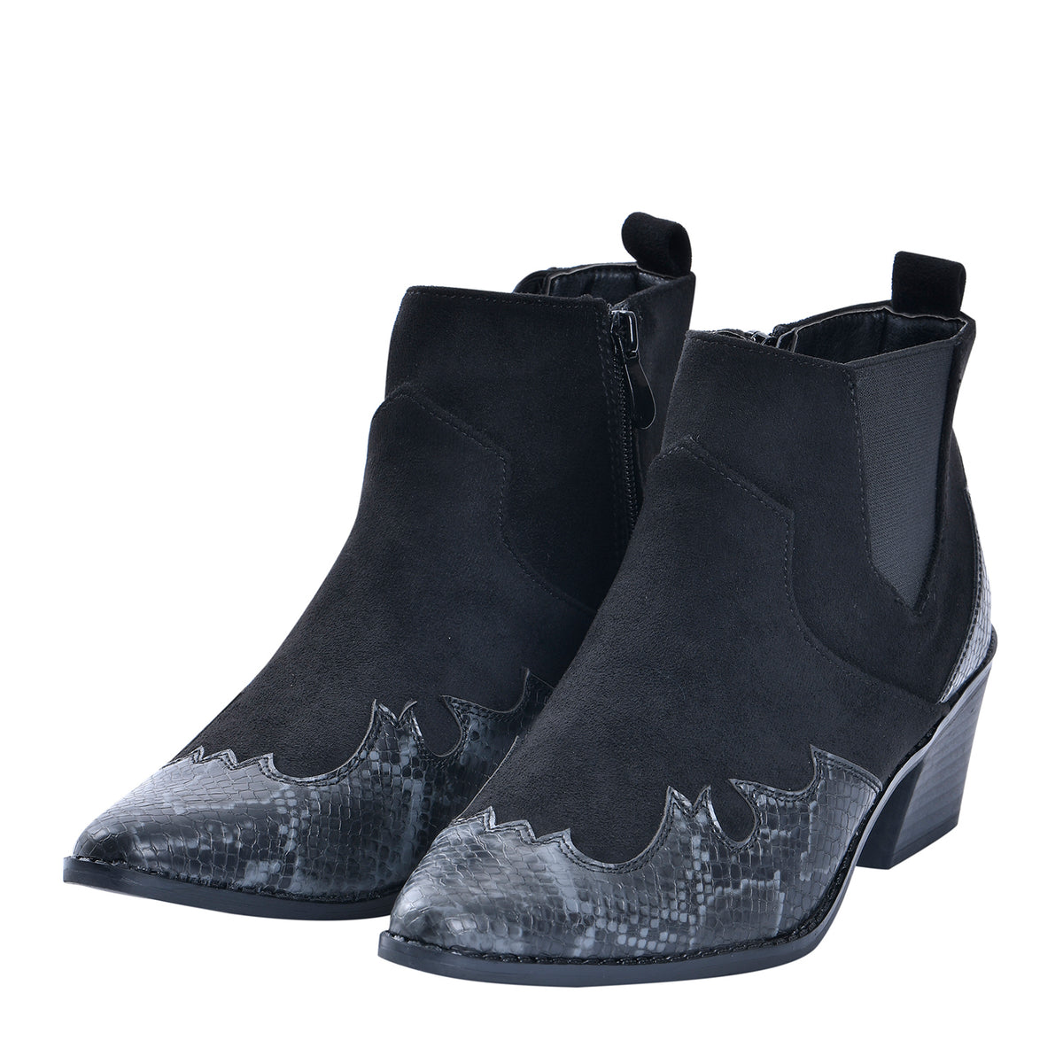LA MAREY Faux Leather Snake Print Women's Ankle Boots with Side Zipper - Grey V32530184 0