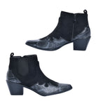 LA MAREY Snake Print Ankle Boots with Side Zipper (Size 6) - Black & Grey_7597833_3