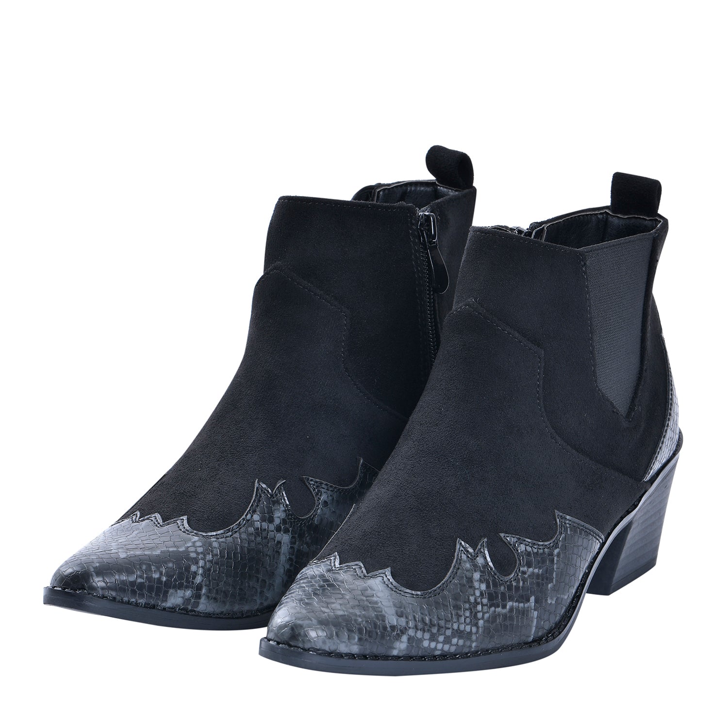 LA MAREY Faux Leather Snake Print Women's Ankle Boots with Side Zipper - Grey V32361203 0