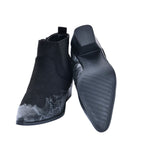 Snake Print Ankle Boots with Side Zipper - Black and Grey