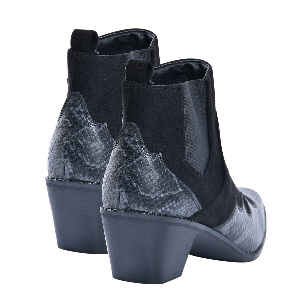 LA MAREY Faux Leather Snake Print Women's Ankle Boots with Side Zipper - Grey V32365592 6