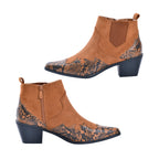 LA MAREY Snake Print Ankle Boots with Side Zipper (Size 3) - Camel_7597836_3