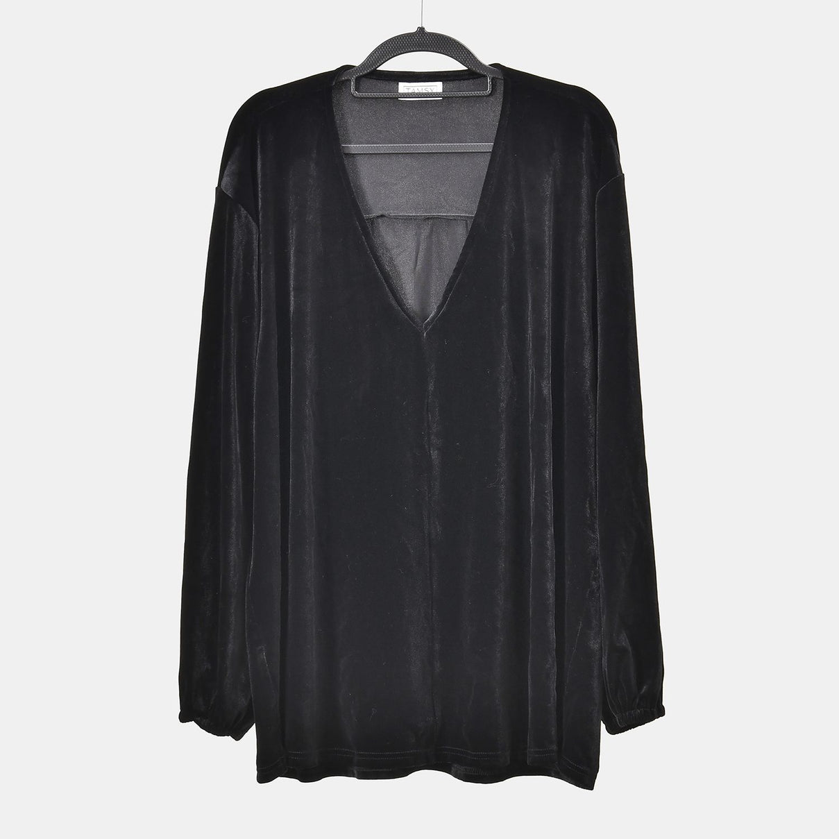 Luxury Velvet V-Neck Blouse (One Size Curve) - Black V32521903 5