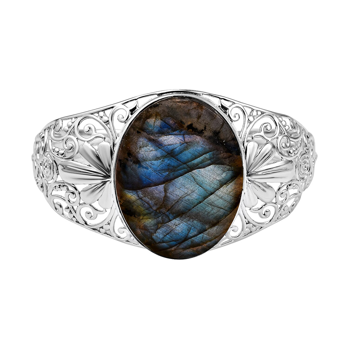 76.79 Ct Rare Size Labradorite Cuff Bangle in Silver 35.25 Grams 7.5 Inch 3398505 0