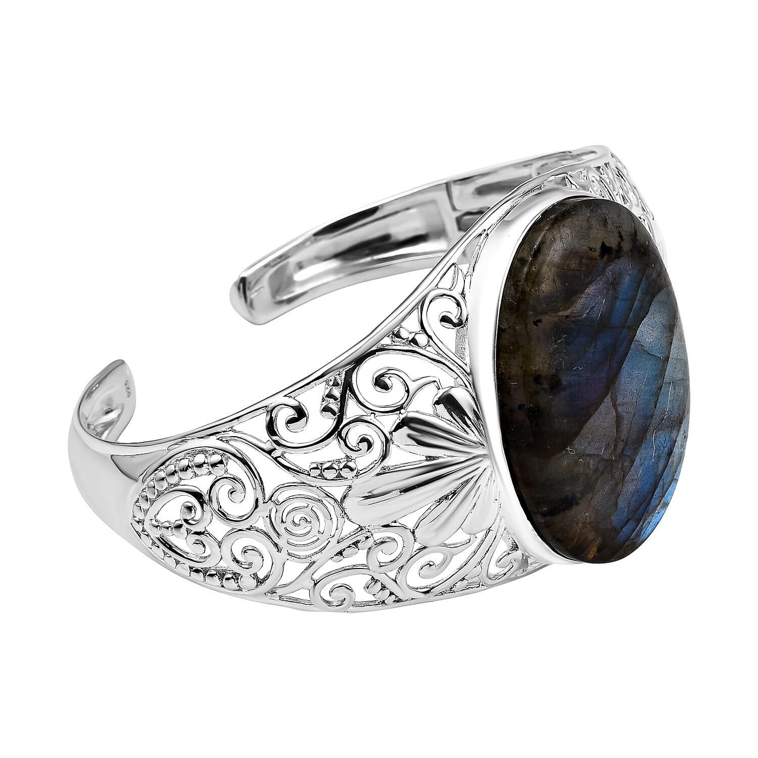 76.79 Ct Rare Size Labradorite Cuff Bangle in Silver 35.25 Grams 7.5 Inch 3398505 2