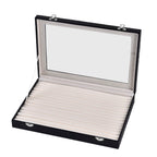 Dragon Skin Pattern 150-Slot Anti Tarnish Lining Ring Box with Glass Window (35x24x5.5cm) - Black_7601627