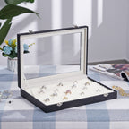 Dragon Skin Pattern 150-Slot Anti Tarnish Lining Ring Box with Glass Window (35x24x5.5cm) - Black_7601627_1