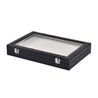 Dragon Skin Pattern 150-Slot Anti Tarnish Lining Ring Box with Glass Window (35x24x5.5cm) - Black_7601627_3