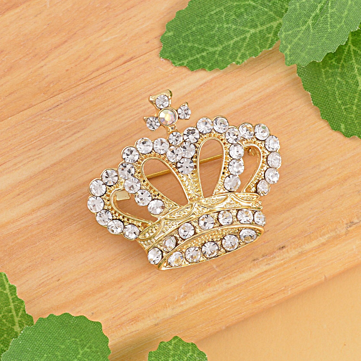 Crown White Crystal, Simulated Mystic White Crystal Brooch 0.02 ct 0.020 Ct. 7602197 1