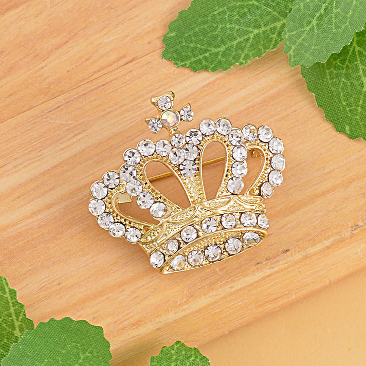 Crown White Crystal, Simulated Mystic White Crystal Brooch 0.02 ct 0.020 Ct. 7602197 2