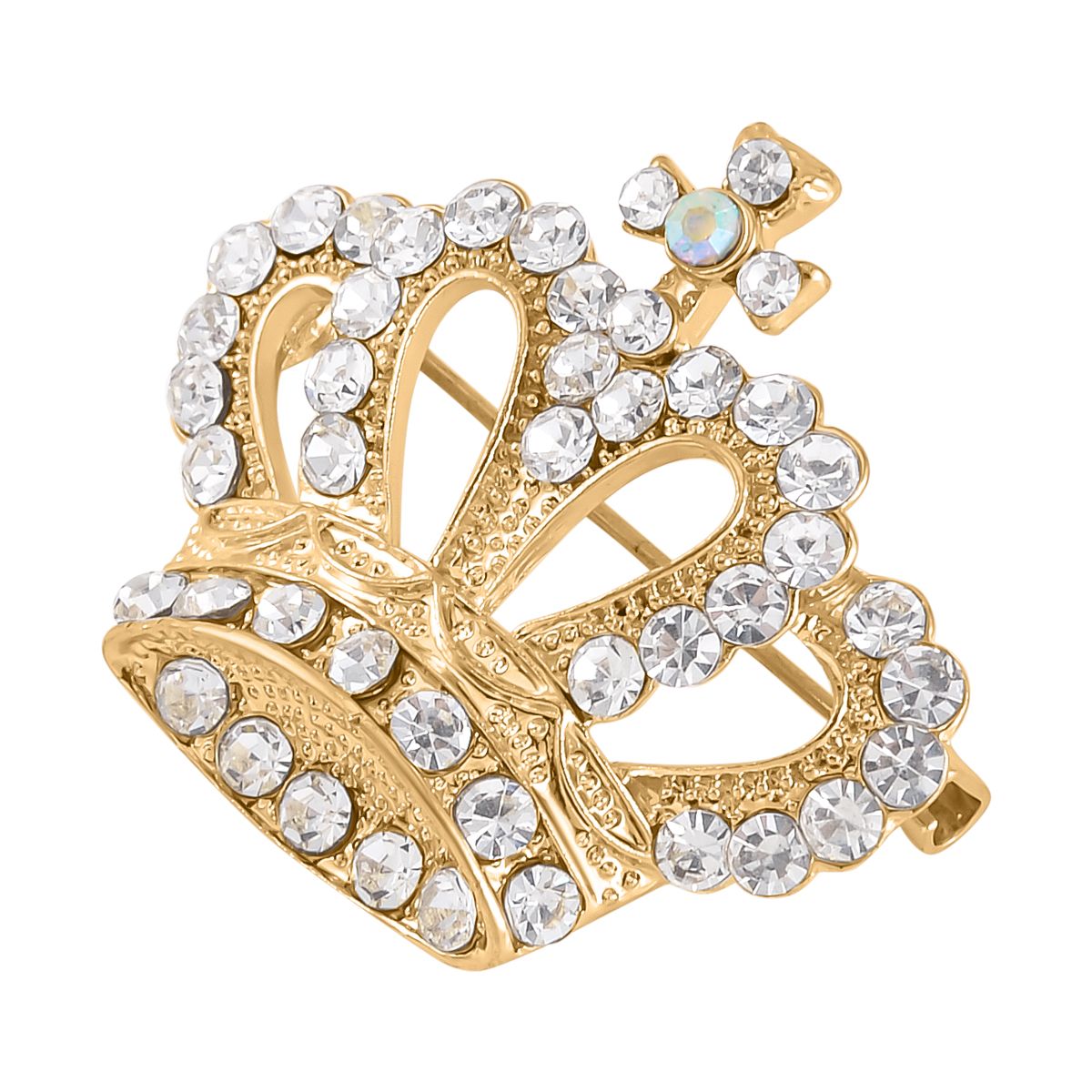Crown White Crystal, Simulated Mystic White Crystal Brooch 0.02 ct 0.020 Ct. 7602197 2
