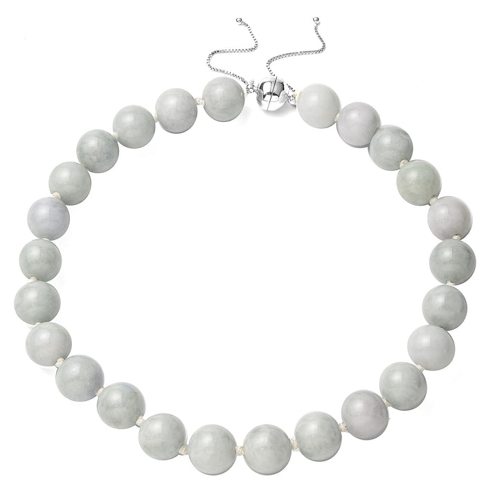 EXTREMELY RARE 1000 CT Type A - Natural Jadeite Jade 15-17 mm Adjustable Necklace (Size 18 - 22) with Magnetic Clasp in Rhodium Overlay Sterling Silver 985.00 Ct. 7605087 1