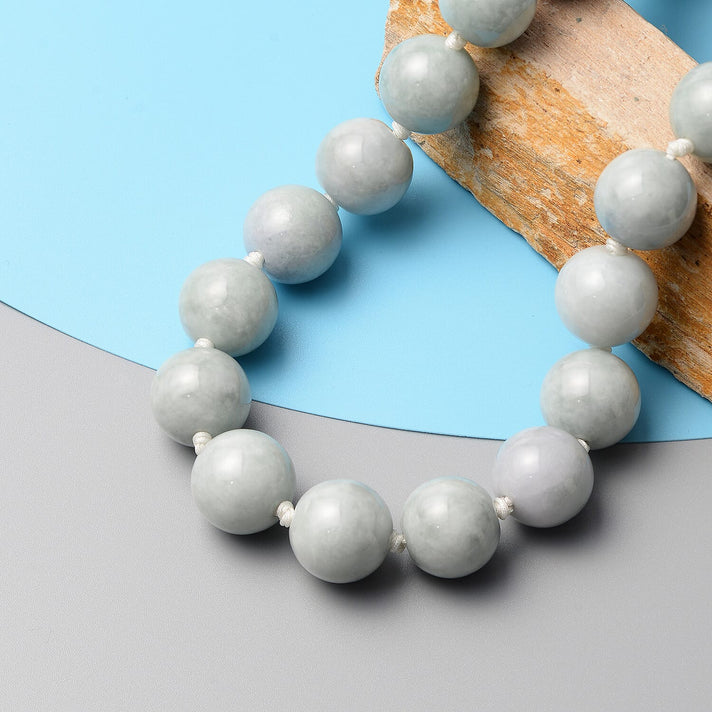 EXTREMELY RARE 1000 CT Type A - Natural Jadeite Jade 15-17 mm Adjustable Necklace (Size 18 - 22) with Magnetic Clasp in Rhodium Overlay Sterling Silver 985.00 Ct. 7605087 2