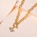 White Cubic Zirconia Cable Chain Duck Necklace (Size - 20) with T-Bar Clasp in Yellow Gold Tone_7606827_1