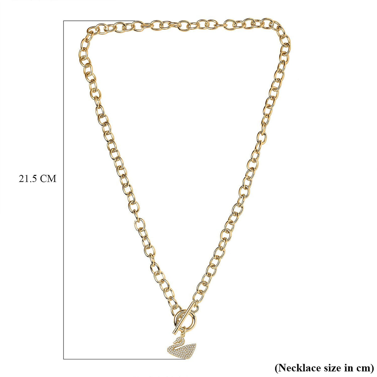 White Cubic Zirconia Cable Chain Duck Necklace (Size - 20) with T-Bar Clasp in Yellow Gold Tone 7606827 4