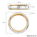 Natural White Diamond Spinner Band Ring with 5 diamonds in Platinum & 18K Vermeil Yellow Gold Plated Sterling Silver, Silver Wt. 6.51 Gms._7607778_5