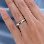 Natural White Diamond Spinner Band Ring with 5 diamonds in Platinum & 18K Vermeil Yellow Gold Plated Sterling Silver, Silver Wt. 6.51 Gms._7607779_2