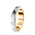 Natural White Diamond Spinner Band Ring with 5 diamonds in Platinum & 18K Vermeil Yellow Gold Plated Sterling Silver, Silver Wt. 6.51 Gms._7607779_3
