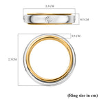 Natural White Diamond Spinner Band Ring with 5 diamonds in Platinum & 18K Vermeil Yellow Gold Plated Sterling Silver, Silver Wt. 6.51 Gms._7607779_4