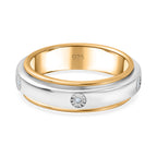 Natural White Diamond Spinner Band Ring with 5 diamonds in Platinum & 18K Vermeil Yellow Gold Plated Sterling Silver, Silver Wt. 6.51 Gms._7607788