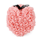 Valentine Deal-Handcrafted Faux Rose Flower Bear with Bow - Light Pink