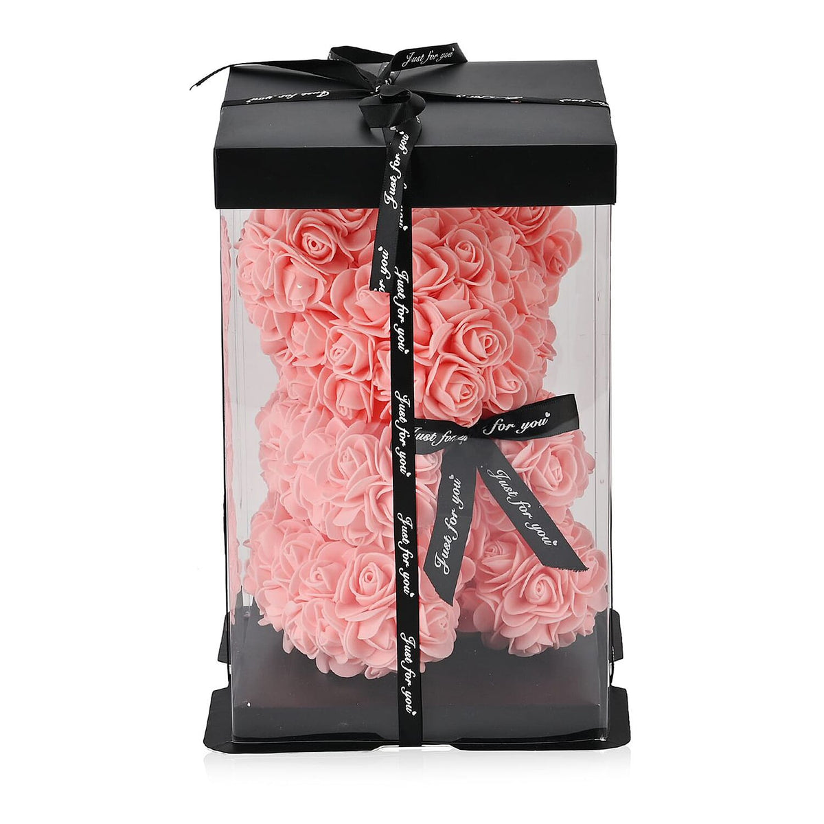 Handcrafted Faux Rose Flower Bear with Bow 7611468 7