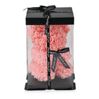 Valentine Deal-Handcrafted Faux Rose Flower Bear with Bow - Light Pink