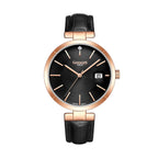 GAMAGES OF LONDON Swiss Movement Spiral Diamond Studded Watch with Black Colour Strap_7615589