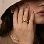 9K Yellow Gold Handmade Diamond Cut Band Ring