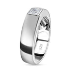 D'Joy Moissanite Solitaire Band Ring in Platinum Overlay Sterling Silver_7616285_3