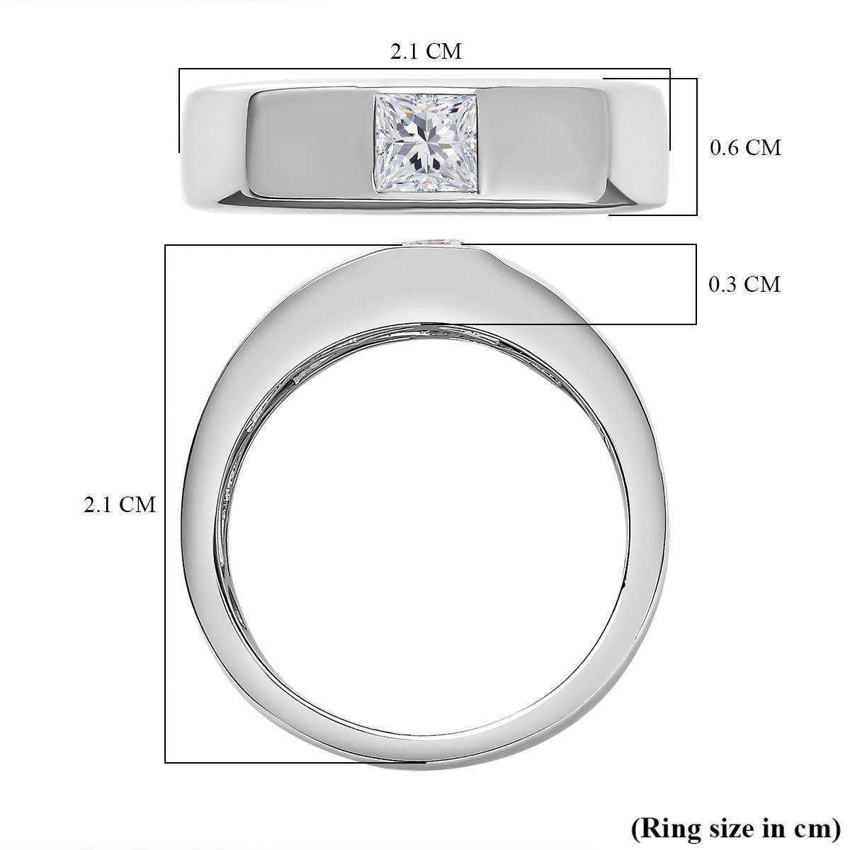 D'Joy Moissanite Solitaire Band Ring in Platinum Overlay Sterling Silver V32519955 6